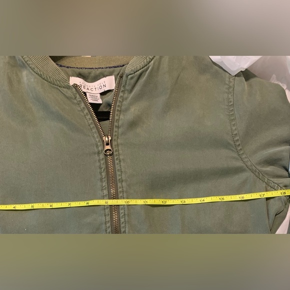 Kenneth Cole Army Green Coat Bomber Jacket Women’s Size S Full Zip - Picture 16 of 16